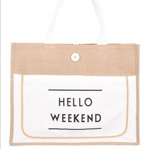 Hello Weekend Tote Bag (White)